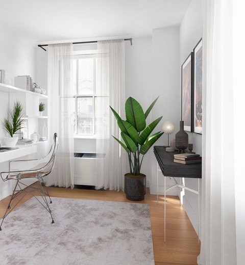 Apartment Financial District NY- Office Space With Built-In Desk Area and Large Window